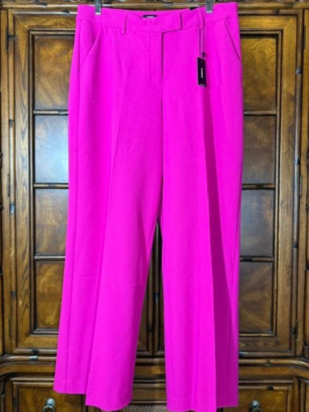 Express Editor Hot Pink Mid Rise Relaxed Stretch Trouser Sz 12 Regular - Picture 4 of 12
